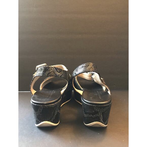 Attilio Giusti Leombruni Black Snake Skin Leather Platform Sandals Size 38.5 - Picture 6 of 12